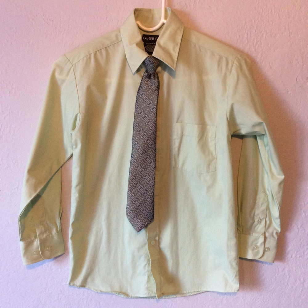 George Boys  Dress Shirt with Clip on Tie Sz M8/10